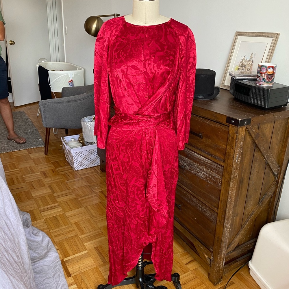Red silky dress